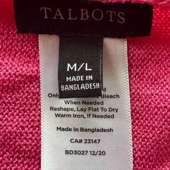 Talbots Bright Pink linen blend Knitwear cover up / top  M L - Picture 8 of 11